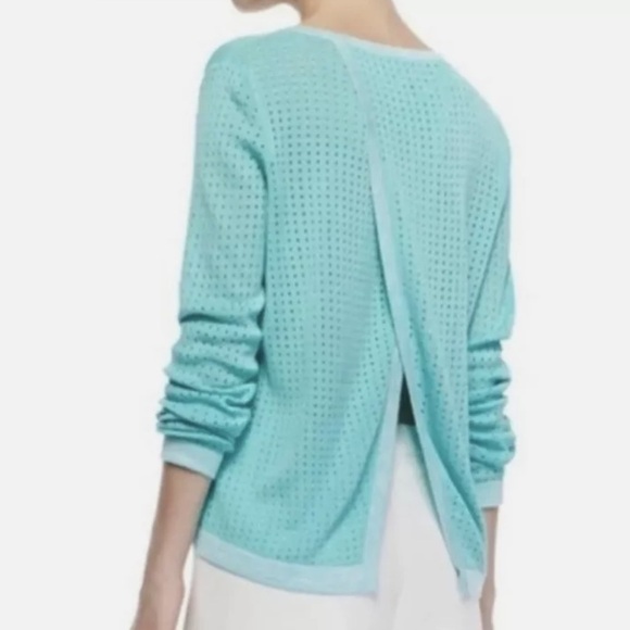 Rag & Bone Ariana Open Knit Flyaway Cotton Sweater Turquoise Small Orig $298 - Picture 3 of 9